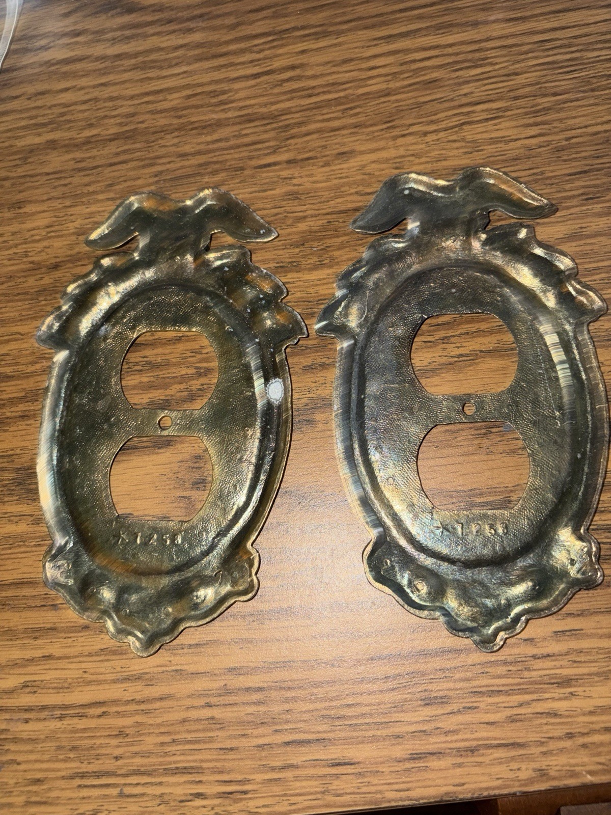 Vintage Gold Tone Federal Eagle Match Pair Wall Plug Covers PN – 7258