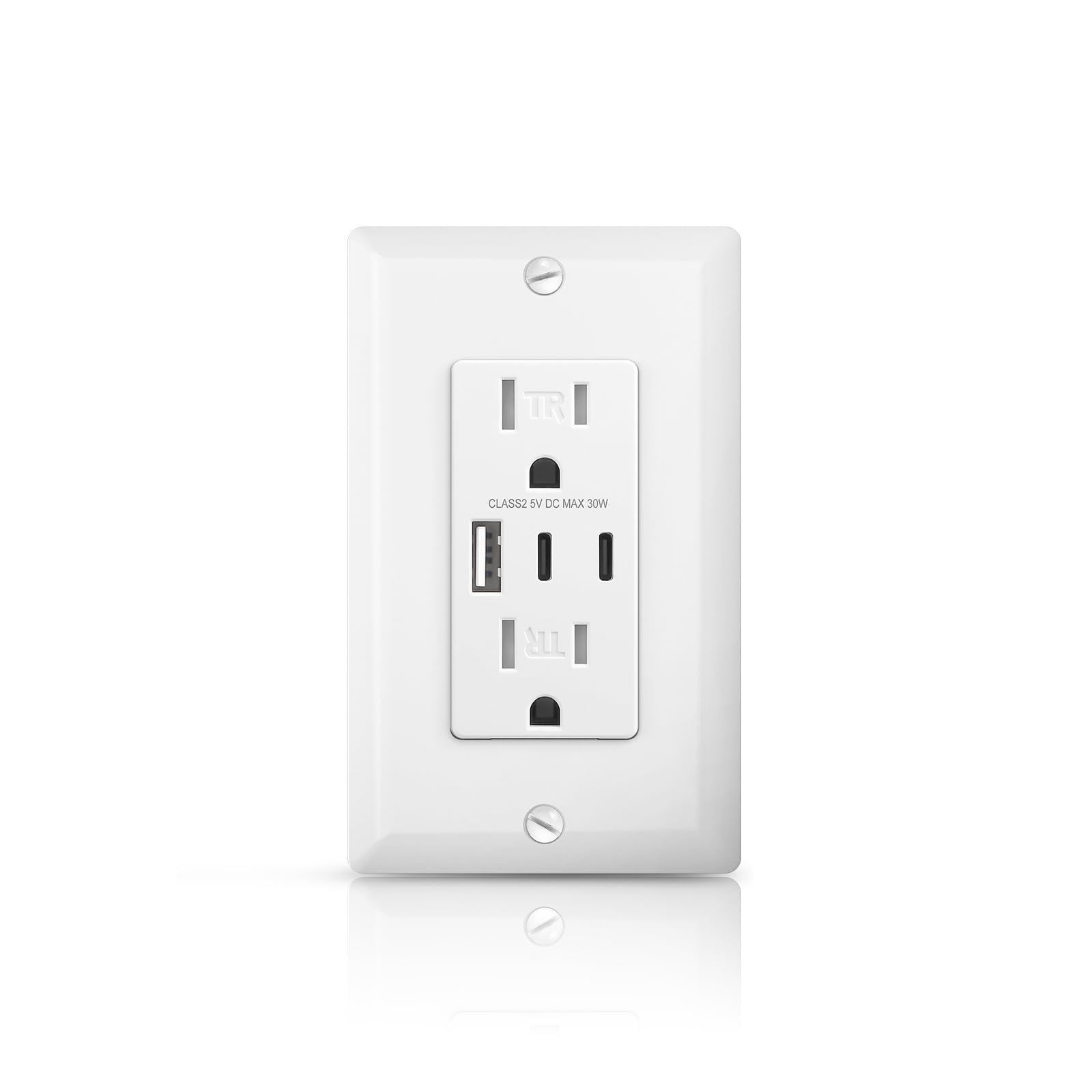 30W 6.0A USB Outlets, 15 Amp Duplex Tamper-Resistant Receptacle Plug with Dua…