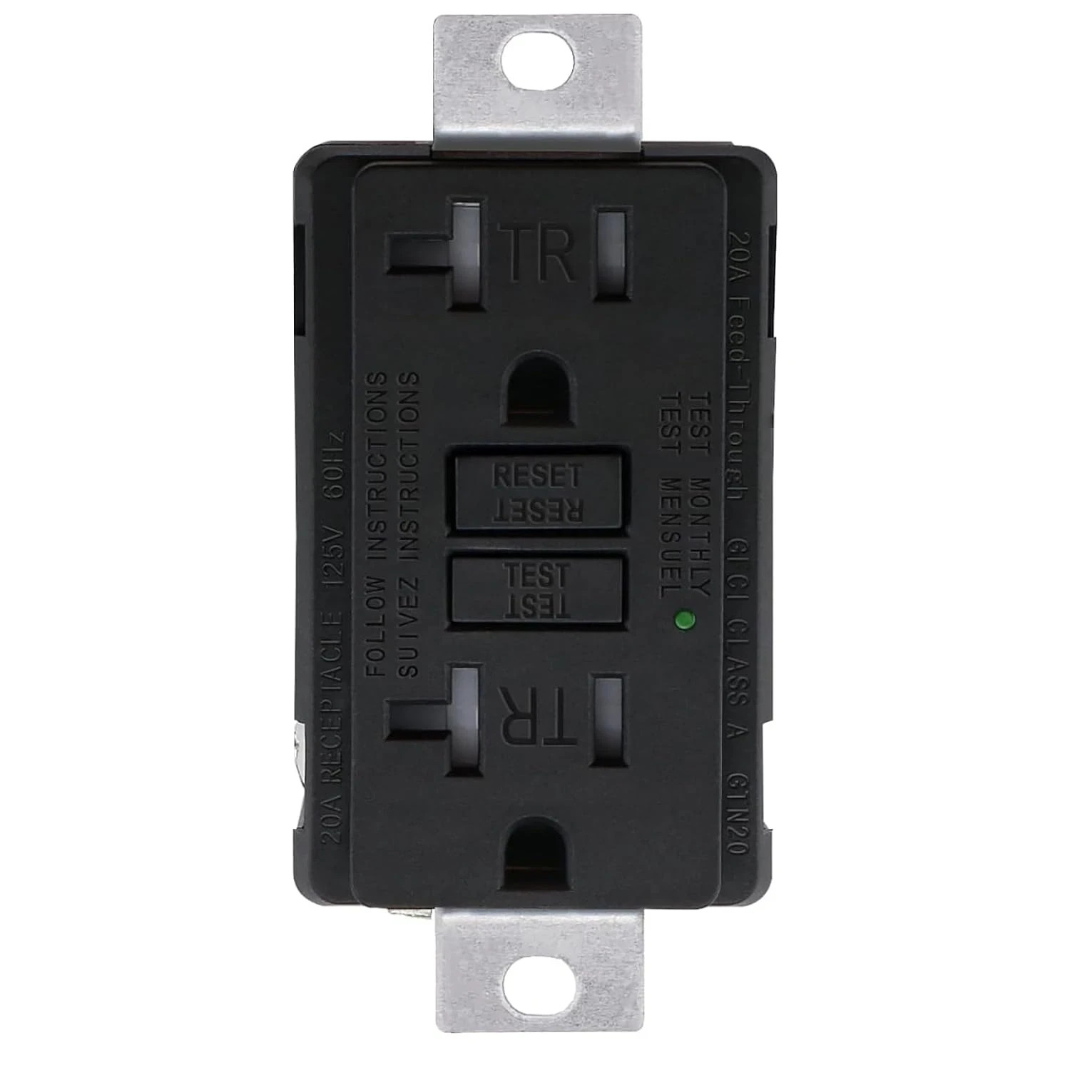 Generator GFCI Outlet, 20A 125V 60Hz,Tamper-Resistant Receptacle,Tr Self-Test In
