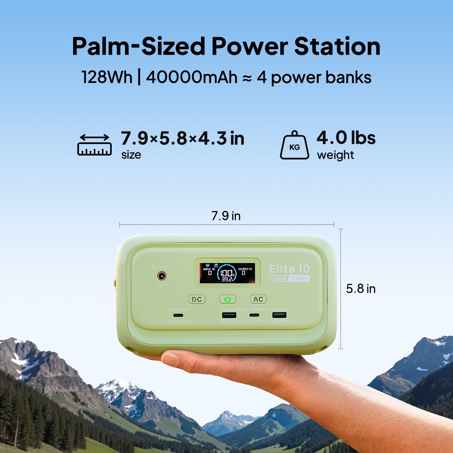 BLUETTI Elite 10 Mini 200W 128Wh Portable Power Station LiFePO4 Battery for Trip