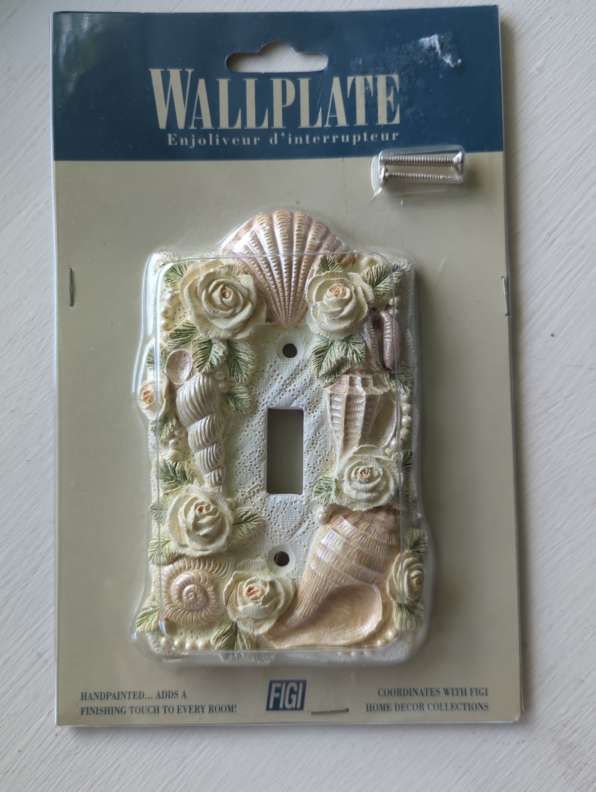 Ocean Shell & Rose Pearl Handpainted Resin Single Toggle Switch Plate Cover New