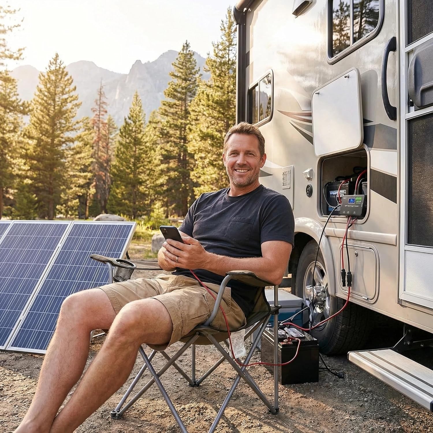 Overload & Overheating Protected Solar Charge Controller with Type-C/USB Ports