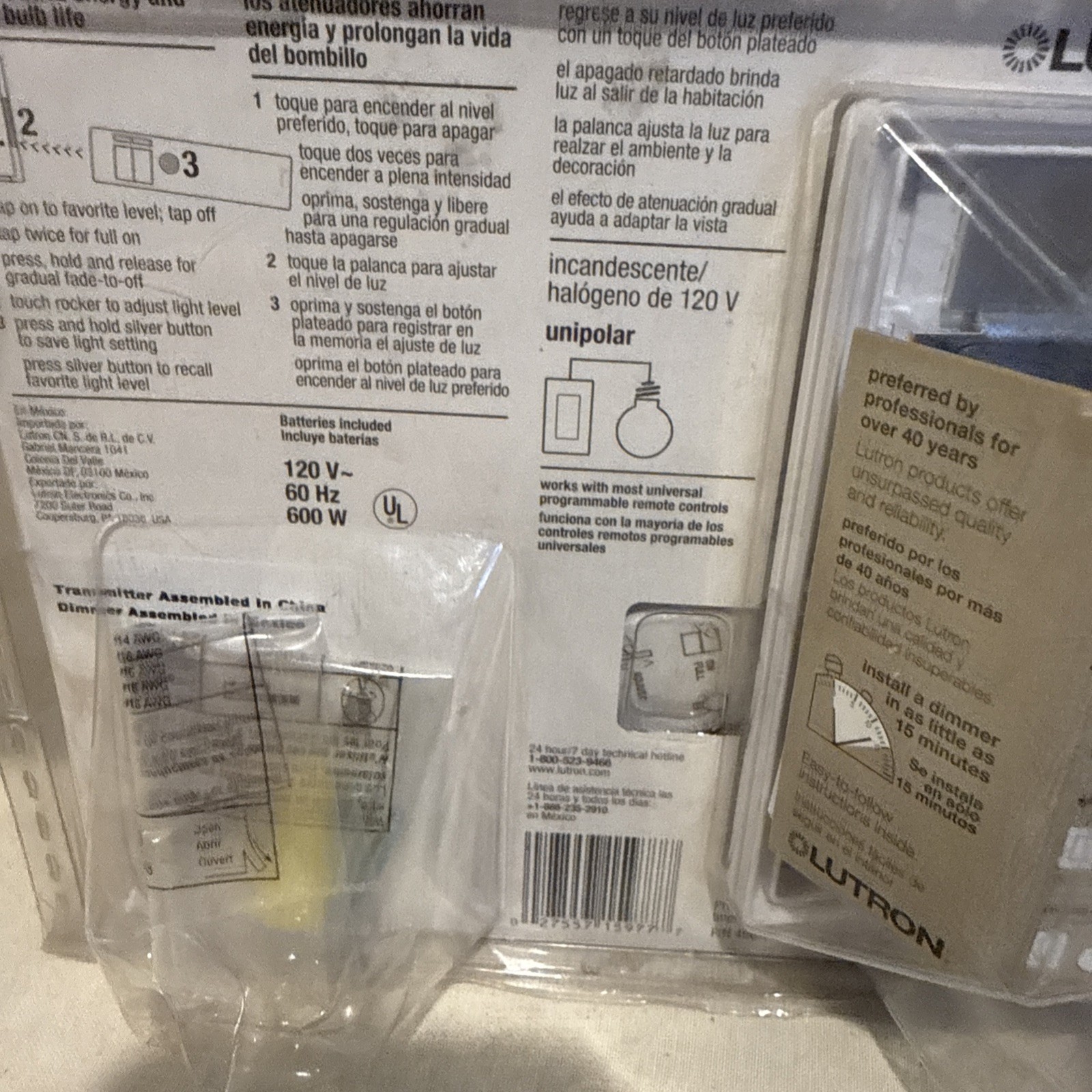 Lutron Maestro IR MIR-600THW-WH Remote Digital Dimmer Decorator Switch White