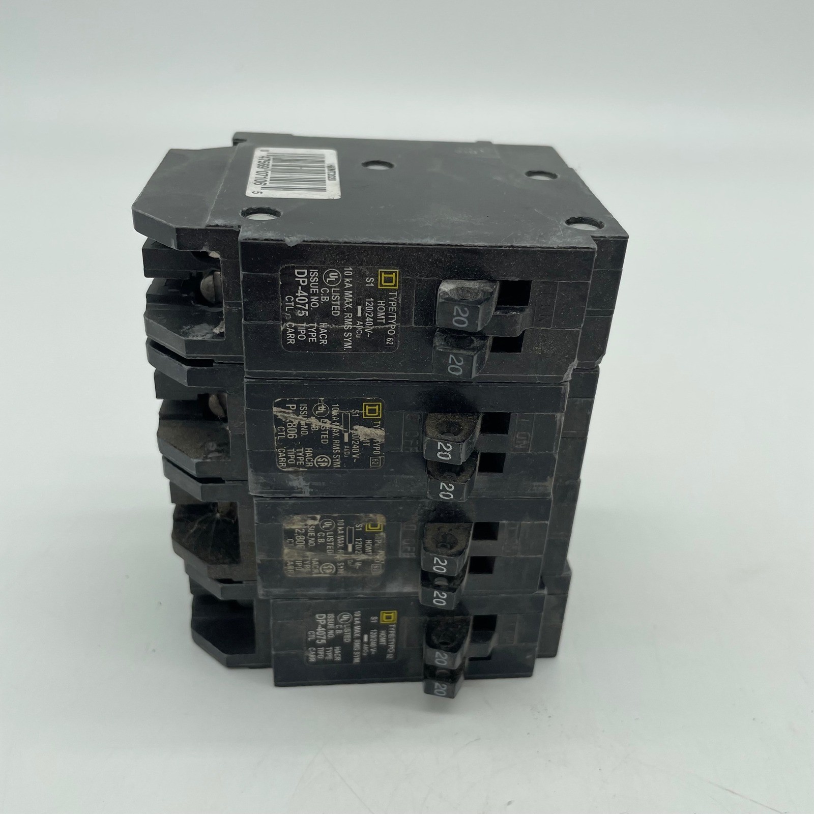 Lot of 4 Square D Homeline HOMT2020 20 Amp Single Pole Tandem Circuit Breaker