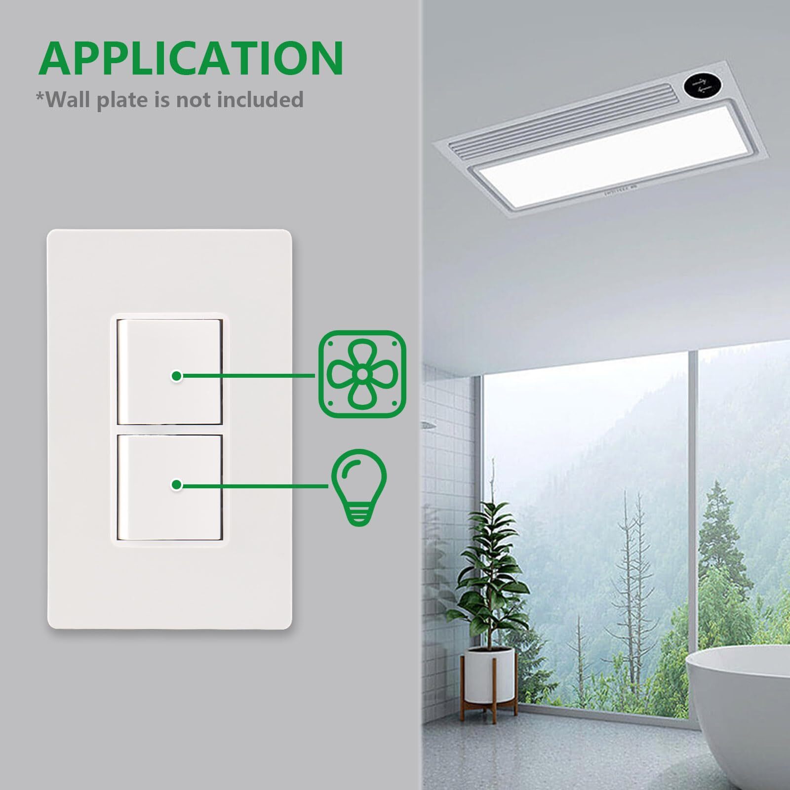 Double Rocker Decorator Light Switch Single Pole 15A 120V UL Listed 4 Pack White