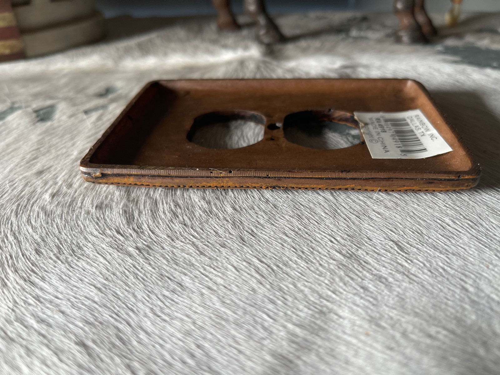 Western Outlet Cover 5.25 x 3.5 in Leaves Resin Brown No Screws Any Room