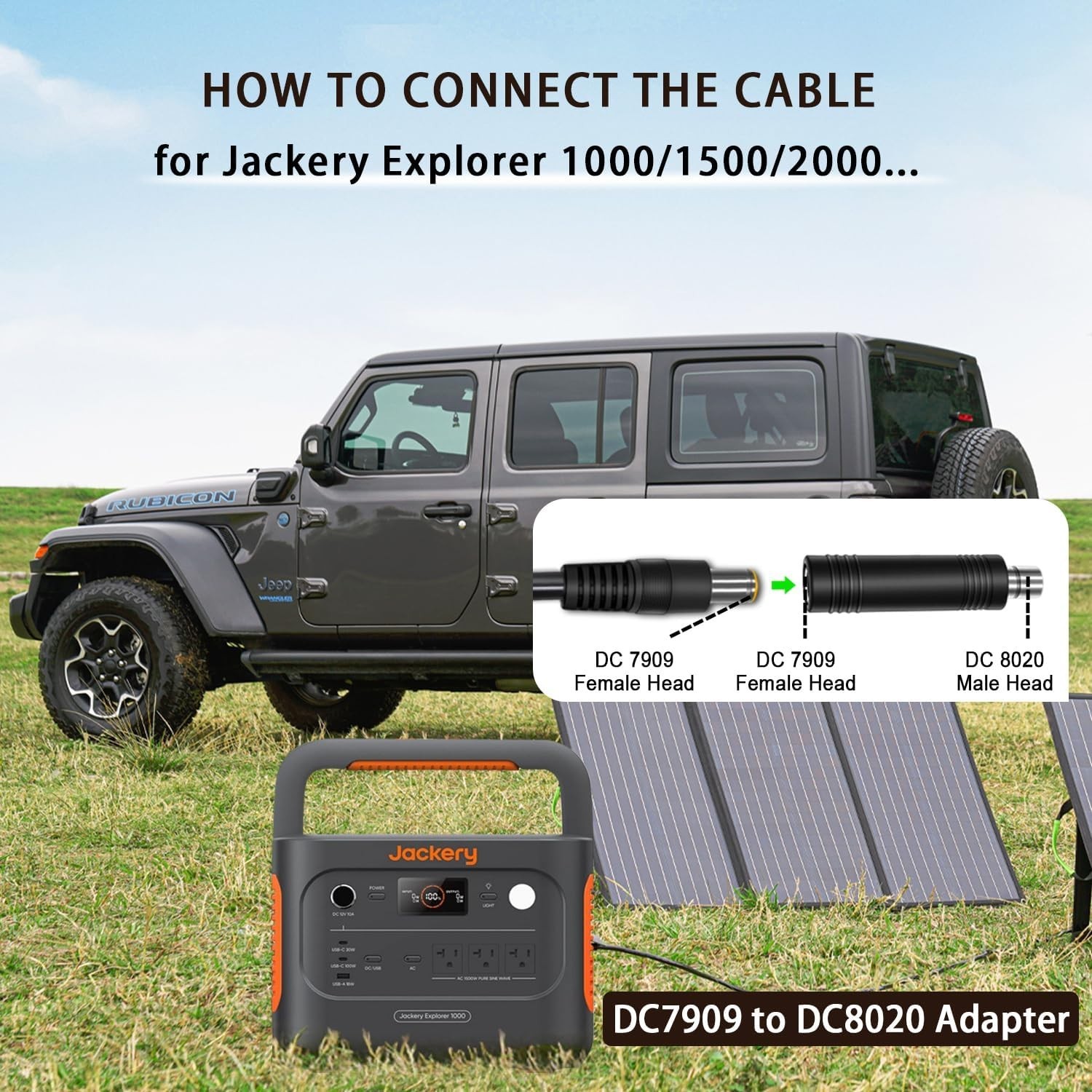 6FT Solar Connector to DC 8Mm Adapter Cable for Jackery Explorer 3000 2000 1500