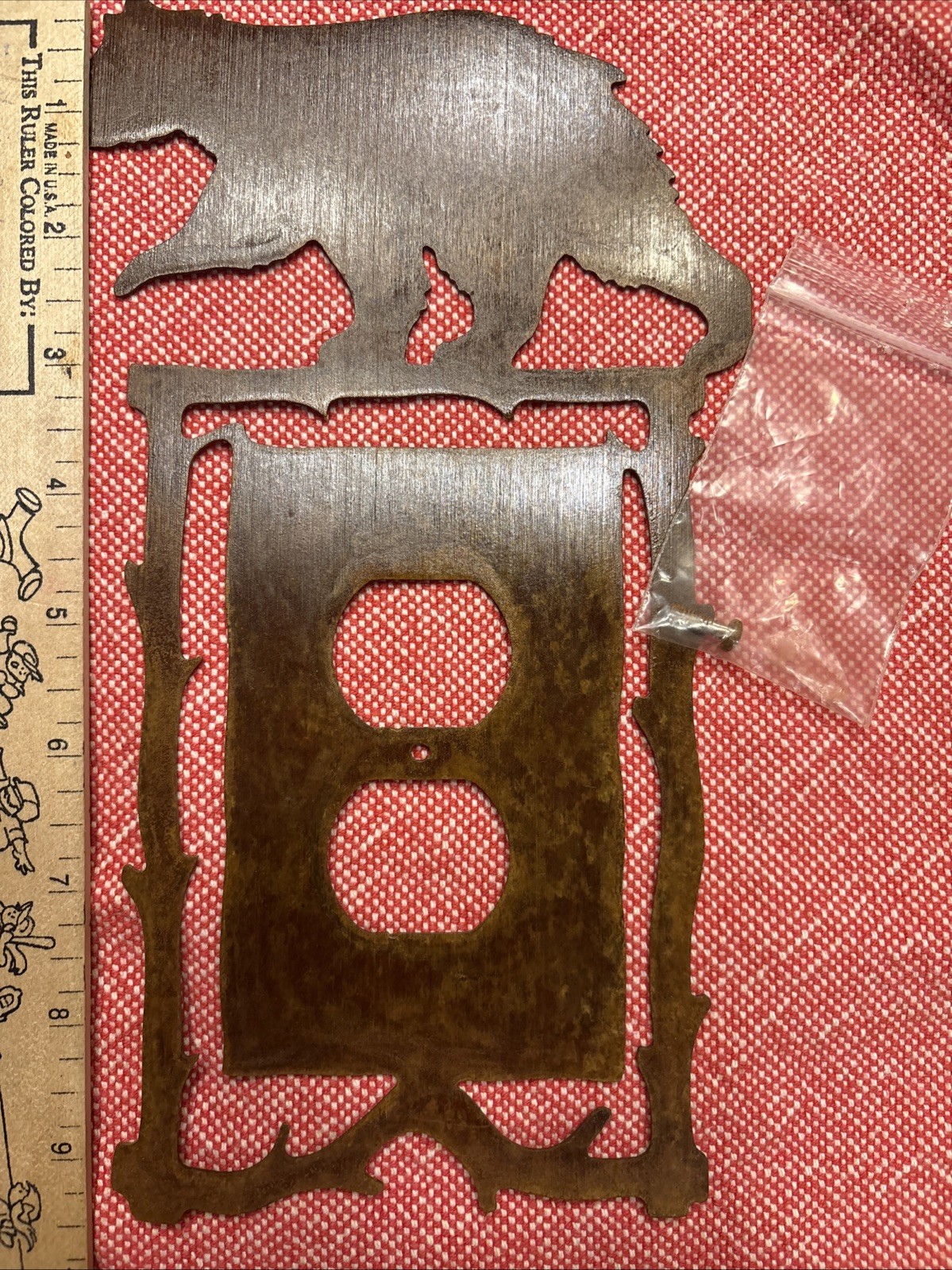 New Bear Art Rustic metal Wall outlet Plug cover Lodge-Cabin-Man cave-W/screw
