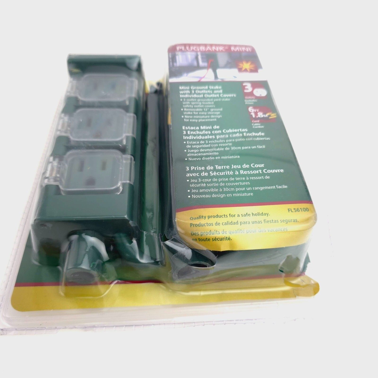 Black And Decker Plug Blank Mini 12″ Ground Stake 3 Outlets 6Ft Cord USA Seller