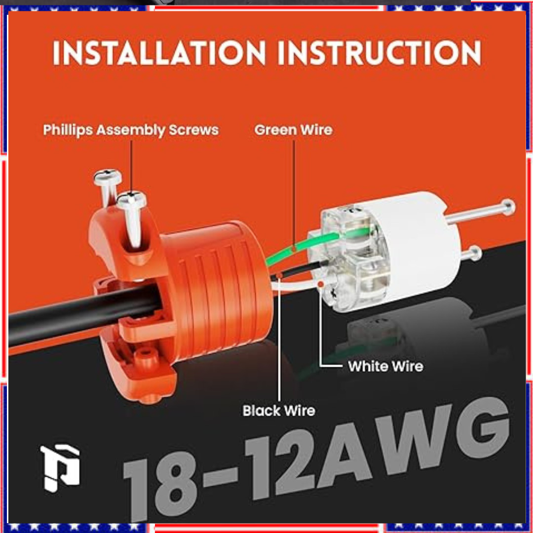 PLUGTUL Extension Cord Ends Male and Female Plug, 15 Amp 125 Volt Heavy Duty