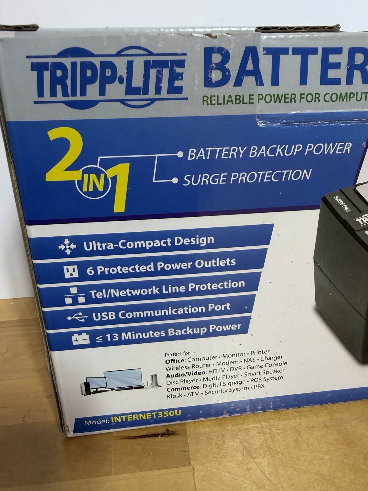 Tripp Lite Internet Office Standby Battery Back Up UPS 350 Black INTERNET350U