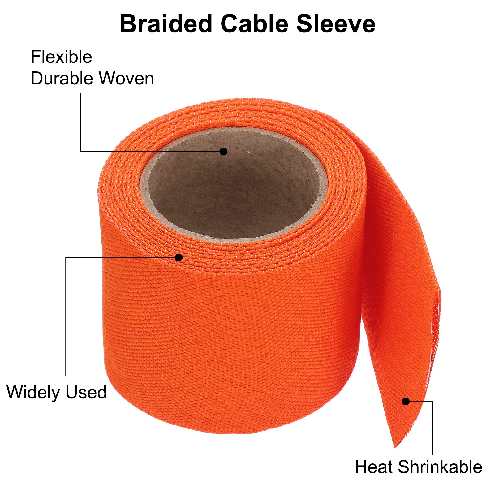 Braided Cable Sleeves Heat Shrinkable Fabric Sleeving 2 inch 10ft