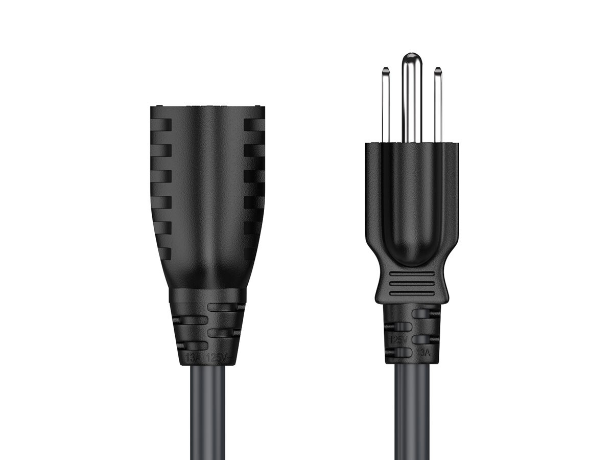 2ft NEMA 5-15P to 5-15R Heavy Duty Power Extension Cord, 16AWG SJT 13A/125V, …