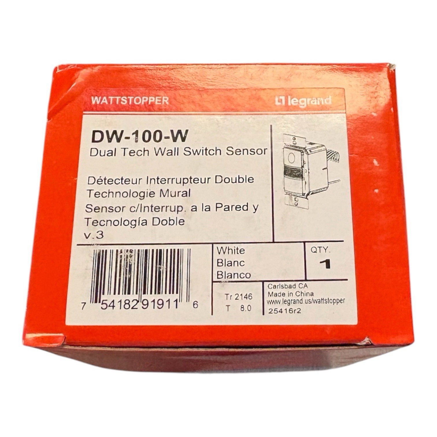 Wattstopper-WAT DW100W: (DW-100-W) Dual Technology Occupancy Sensor