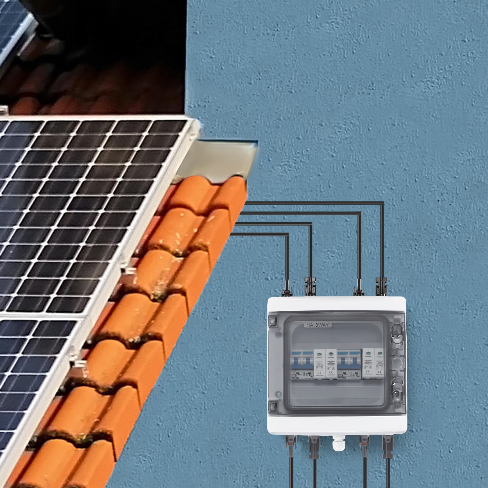 1000V 40A Solar PV Combiner Box 2 in 1 out 2 String Wasserdicht Kunststoff