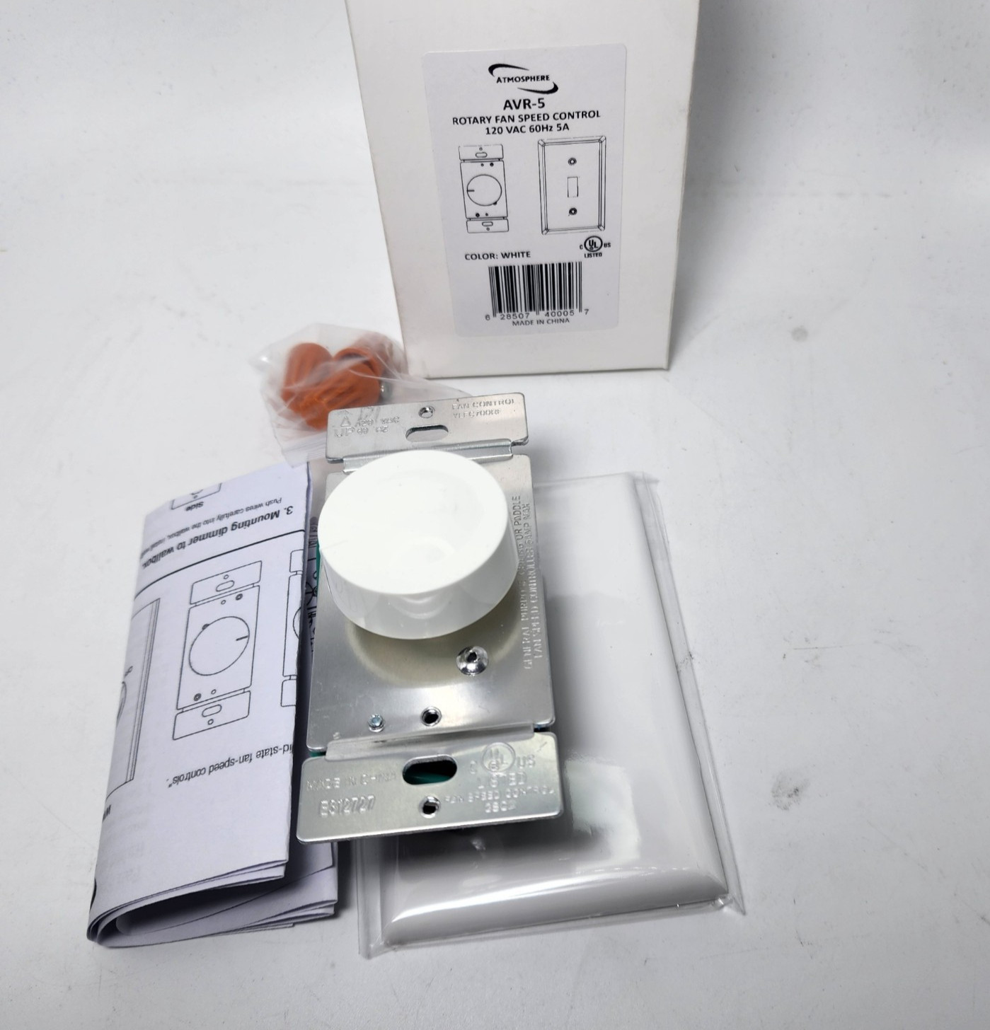 AVR-5 Atmosphere Variable Rotary Fan Motor Speed Control Switch 5 Amp – WHITE