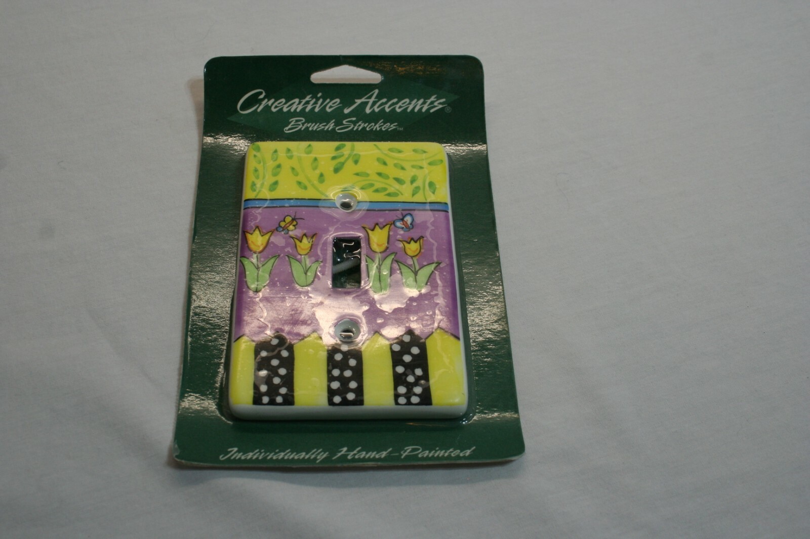 Ceramic Floral Theme Hand Painted Decorative Light Single Switch WallPlate Cover