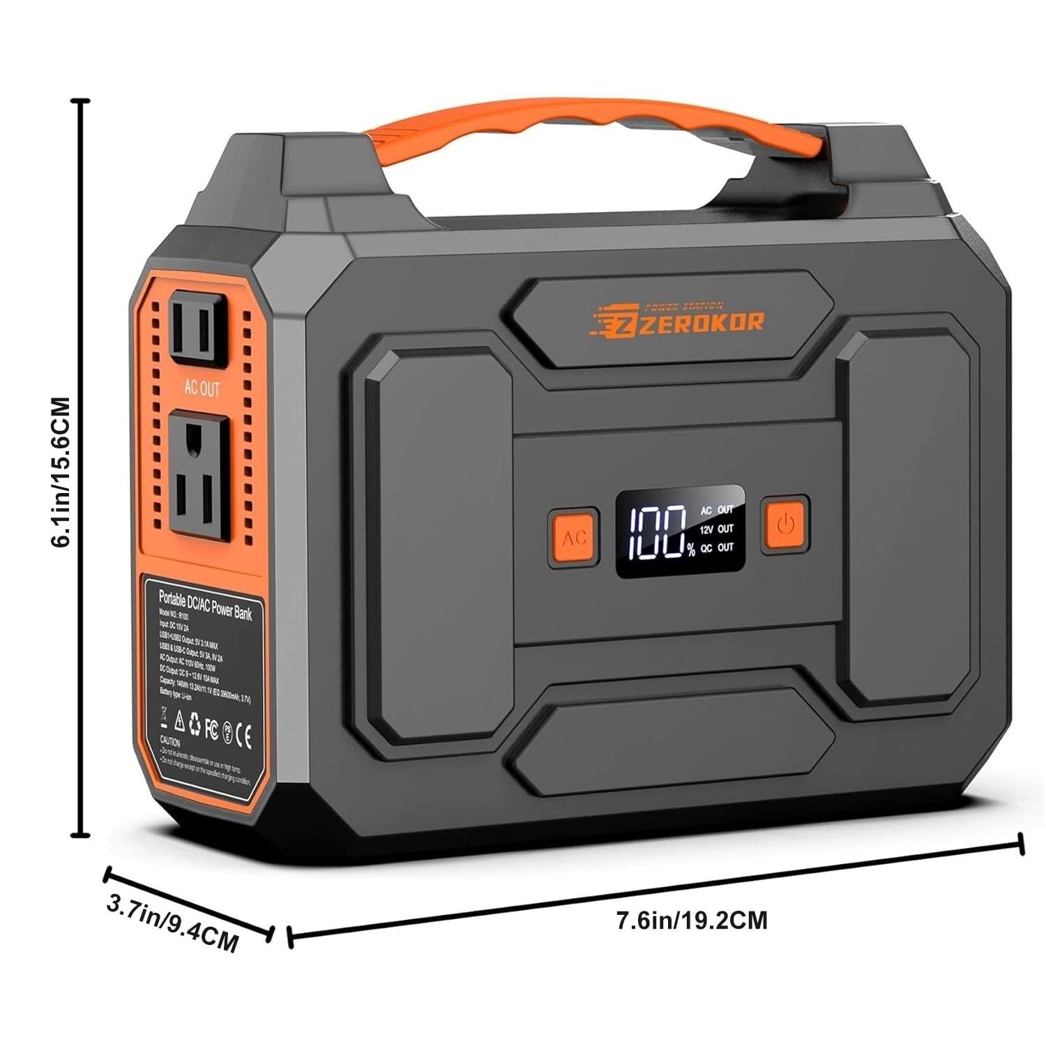 Portable Power Station with Foldable 40W Solar Panel, 100W Black Gray