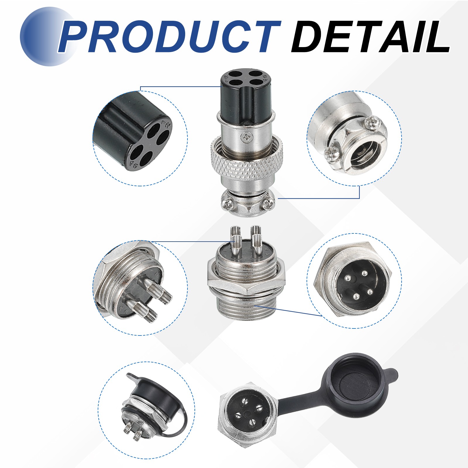 10Pcs 4 Pin Aviation Connector 250V 15A 16mm Metal Circular Connectors Silver
