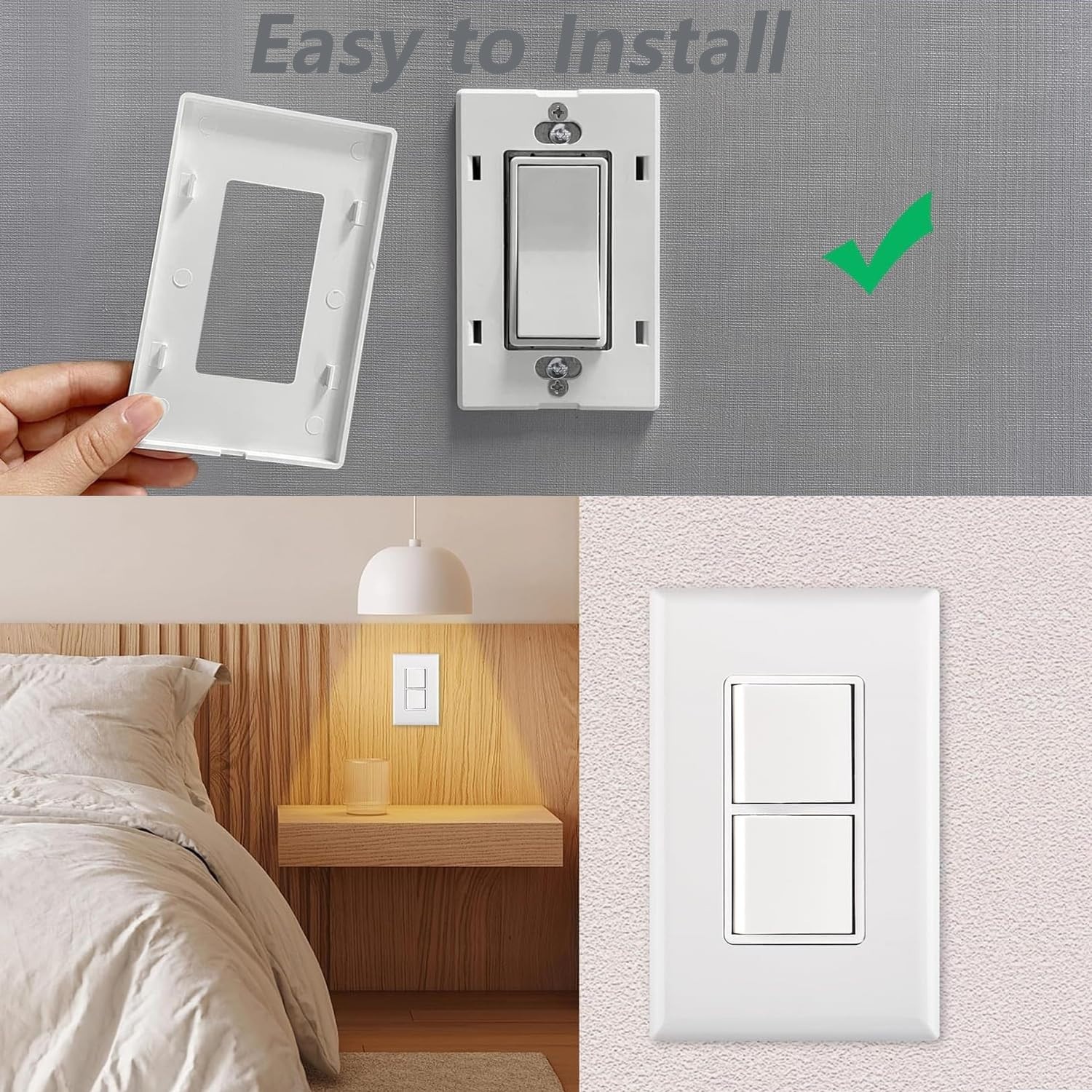 used Leviton DECORA 80301 screwless WHITE switch outlet plate modern hidden
