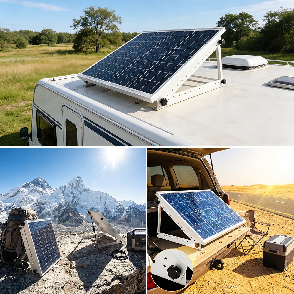 Solar Panel Ground Mount Bracket Roof Surface Adjustable Mounting Kit RV Boat