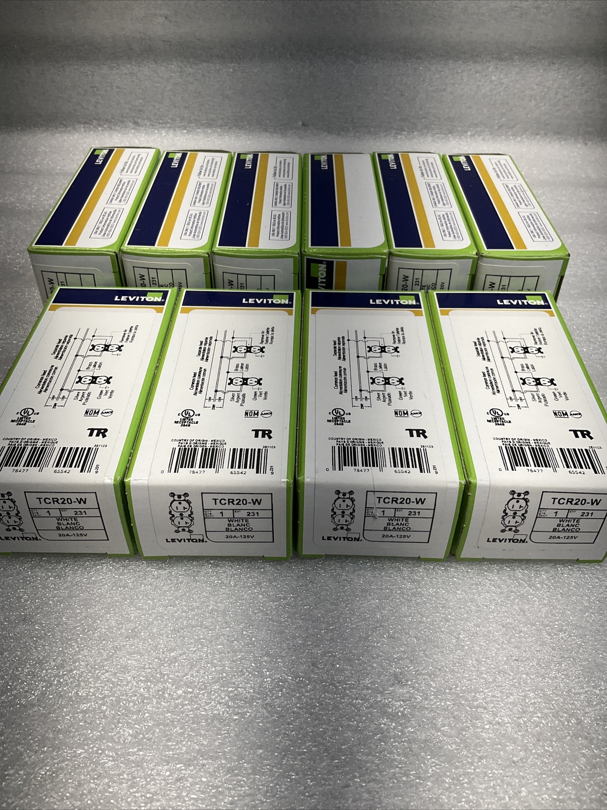 Leviton TCR20-W Side Wired Commercial Spec Grade Tamper Resistant Duplex PACK 10