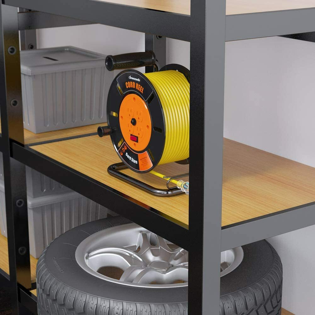 DEWENWILS Extension Cord Storage Reel with 4-Grounded Outlets, Heavy Duty Open