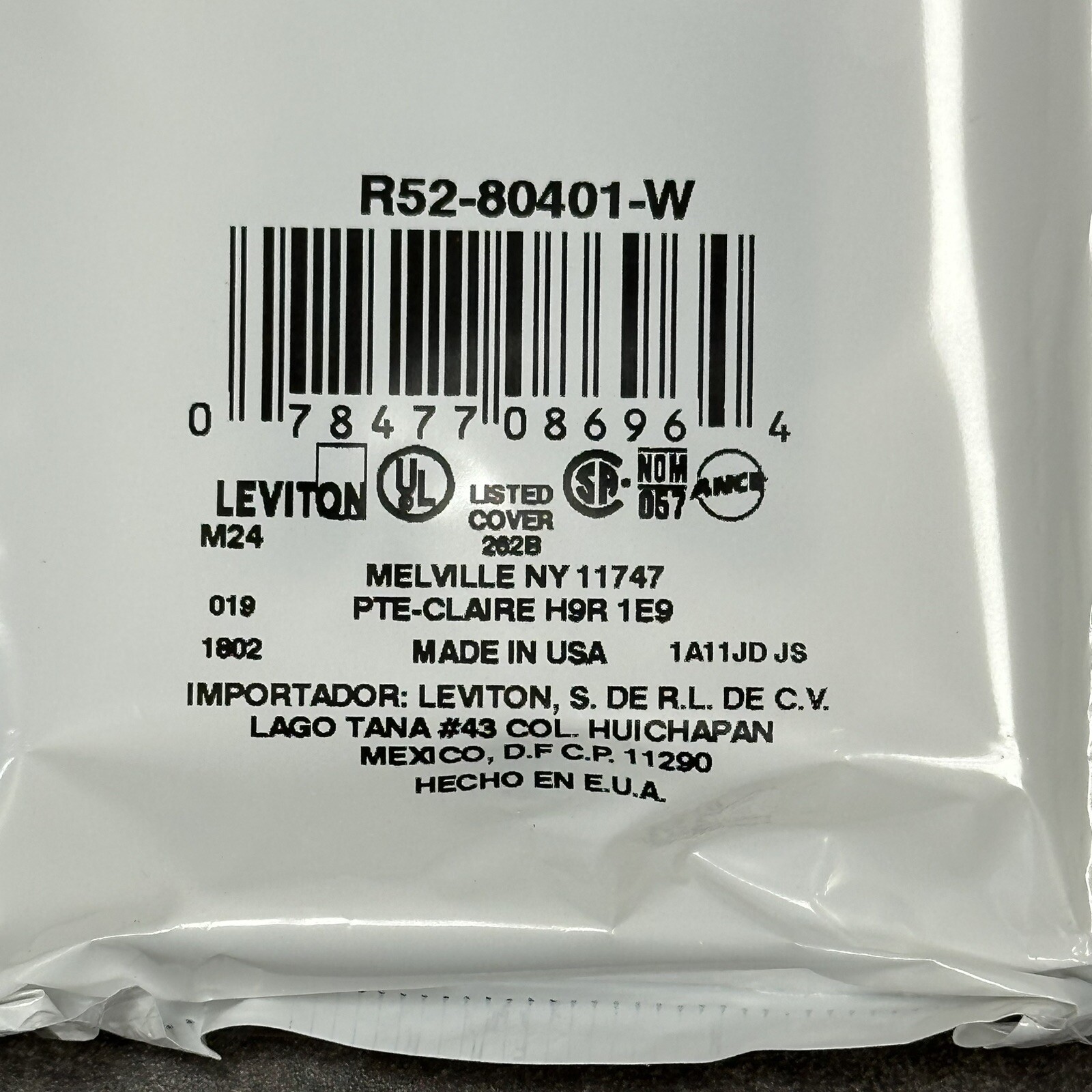 10PK-BOX! Leviton 80401-WMP Decora White 1-Gang Rectangle GFCI/Rocker Wall Plate