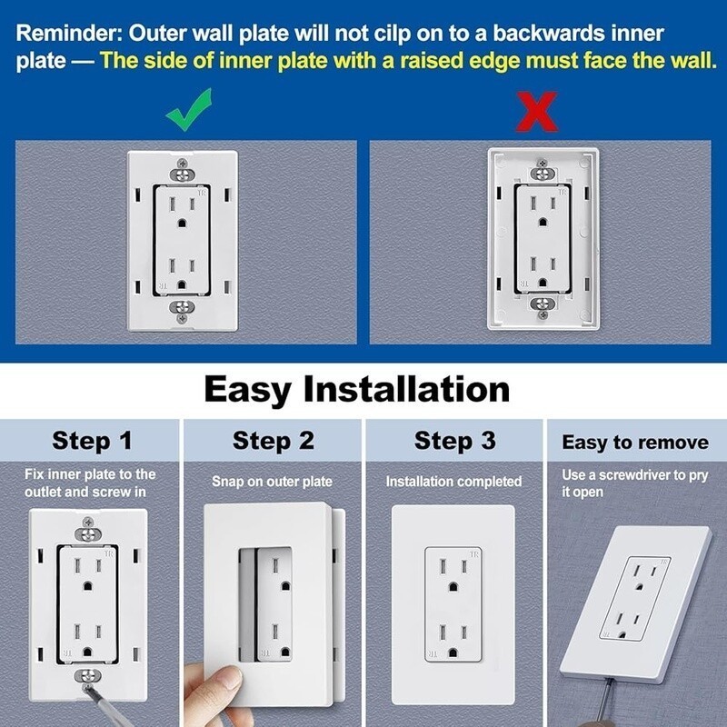 Screwless Wall Plates Child Safe Light Switch Covers 40 Pack Impact Resistant US
