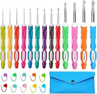 Lewhoo Ergonomic Crochet Hooks Set with Case, 13 Size Crochet Hooks for Arthriti