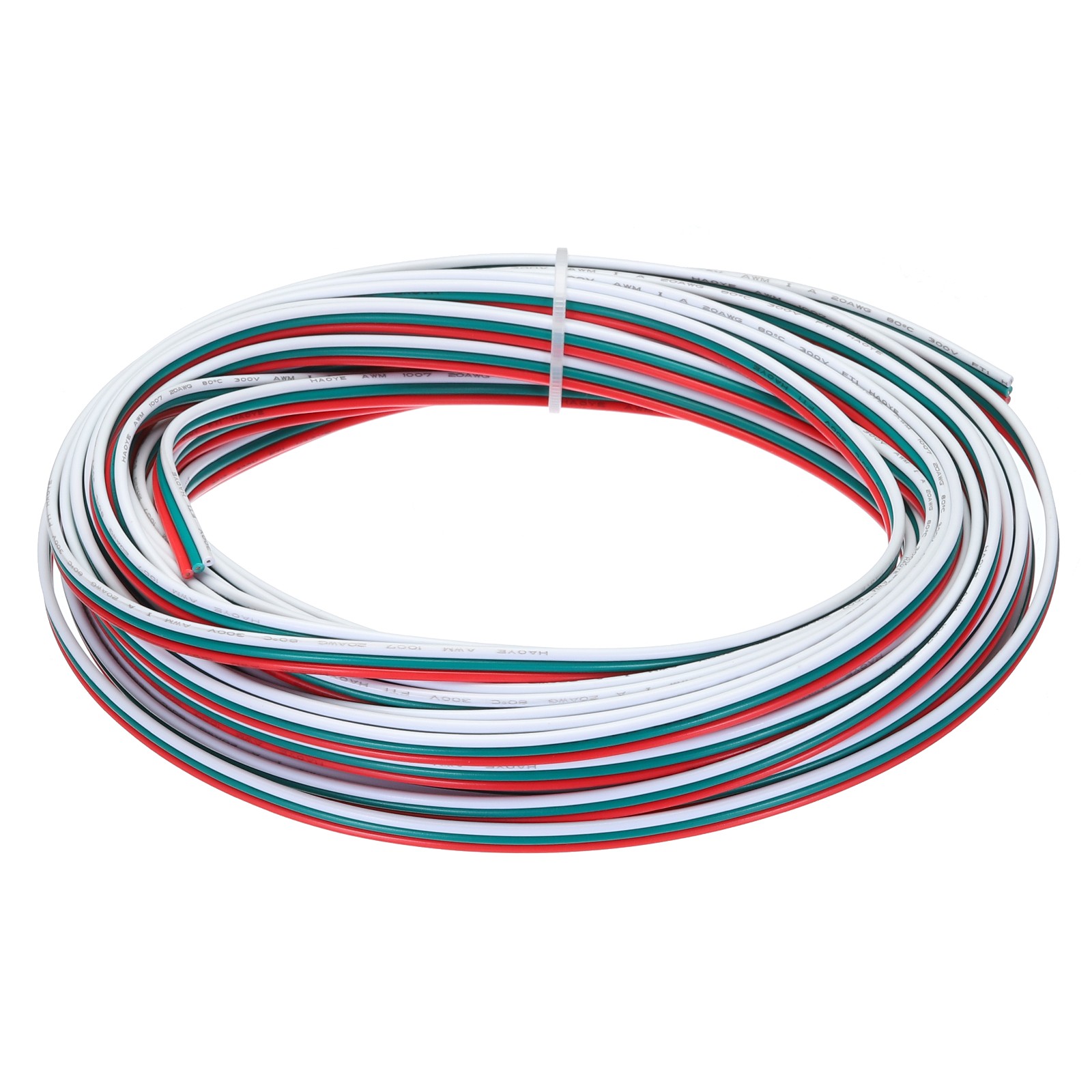 20 AWG Flat LED Wire Ribbon Extension Cable 3 Pin, 40Ft/12M Long 1.8mm Dia