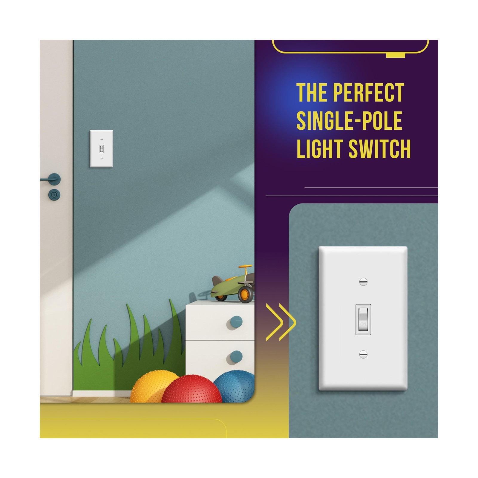 ENERLITES Toggle Light Switch, Single Pole, 15A 120-277V, Grounding Screw, Re…