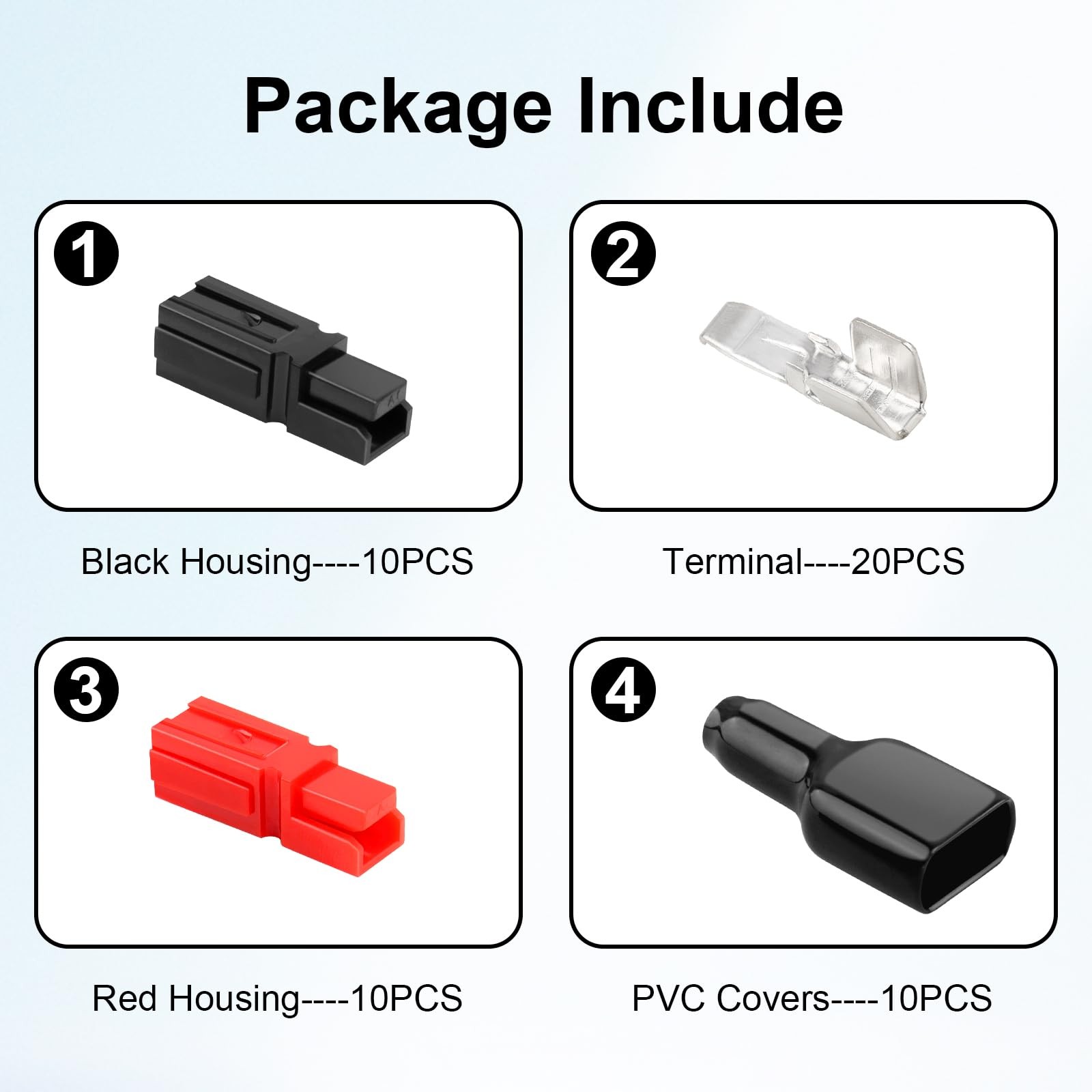 10 Pairs 45Amp Power Connectors Kit, 600V Quick Disconnect Red, Black
