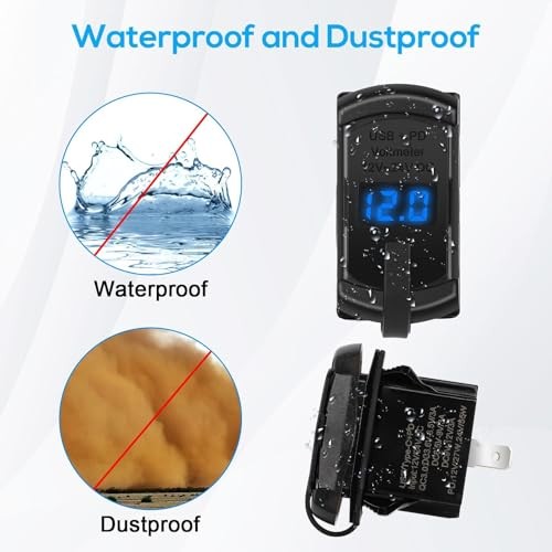 ​ Car Rocker Switch Outlet, 36W QC3.0 USB-A Port & 55W PD Port Charger Socket 1