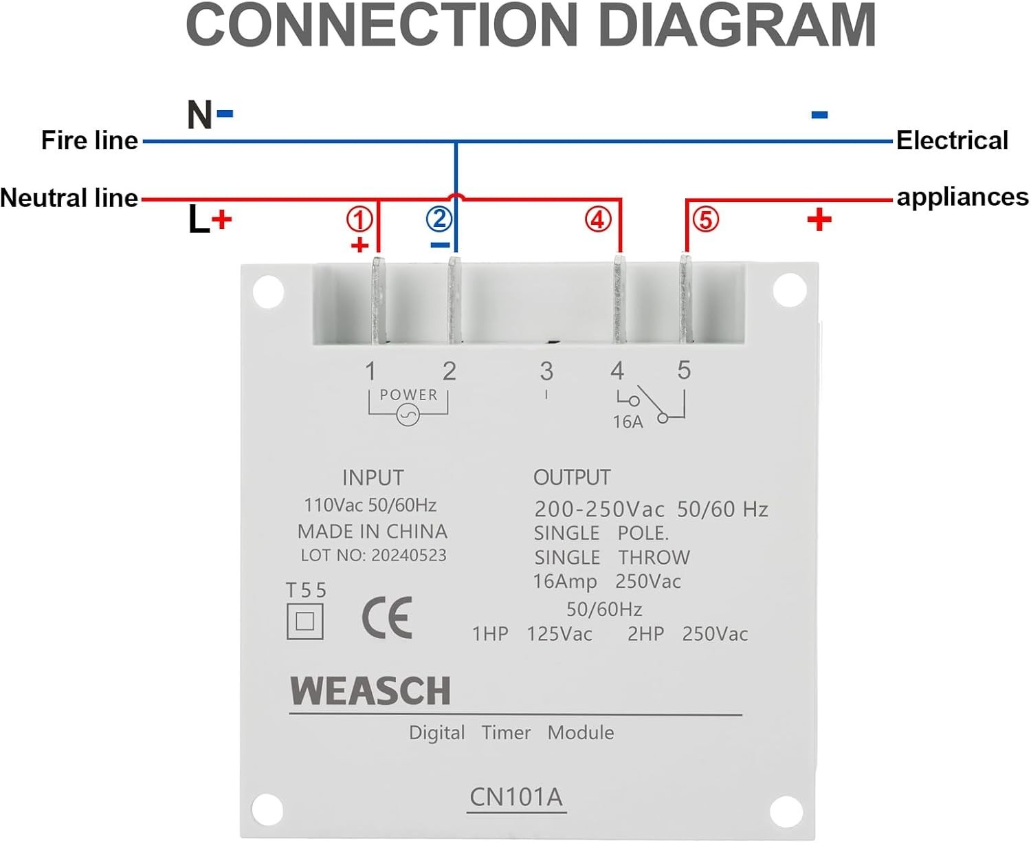 Timer Switch, CN101A, AC 110V 16Amp, Digital LCD Power Programmable Timer Time