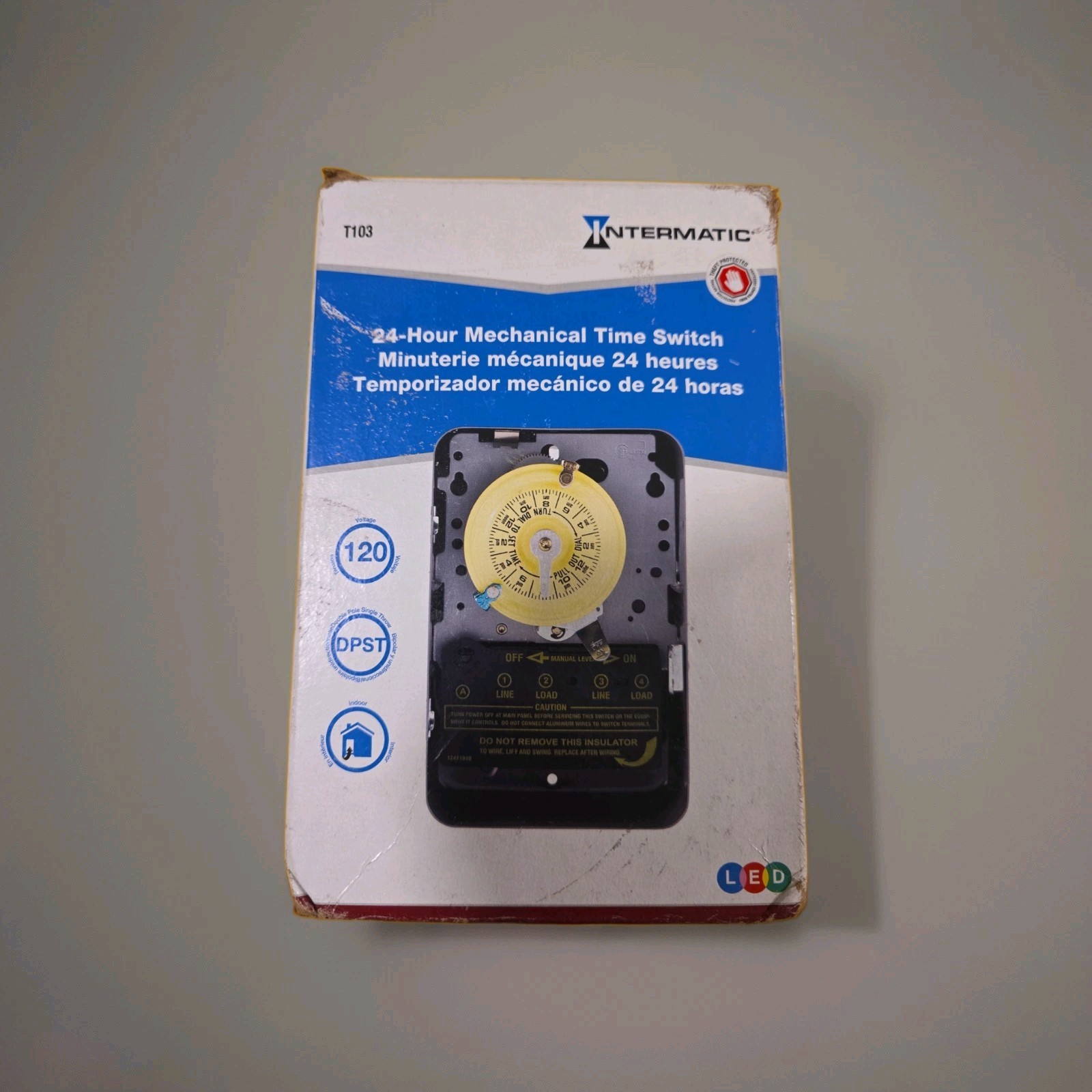 Intermatic T103 24-Hour Mechanical Timer Switch – 120V DPST, Indoor Metal