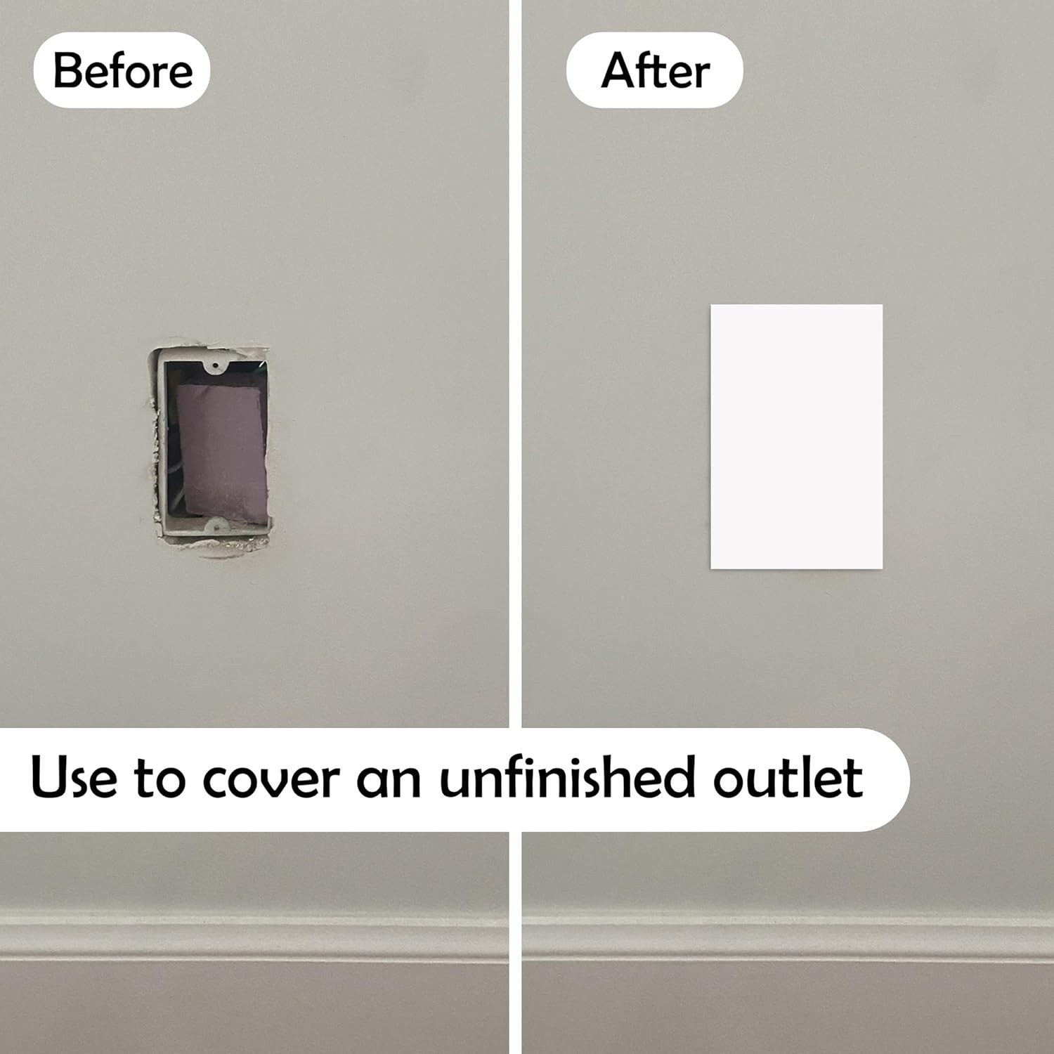 Self-Adhesive Rubber Wall Outlet Cover Plate Pack 5 Blank 3×5 Inch Easy Peel
