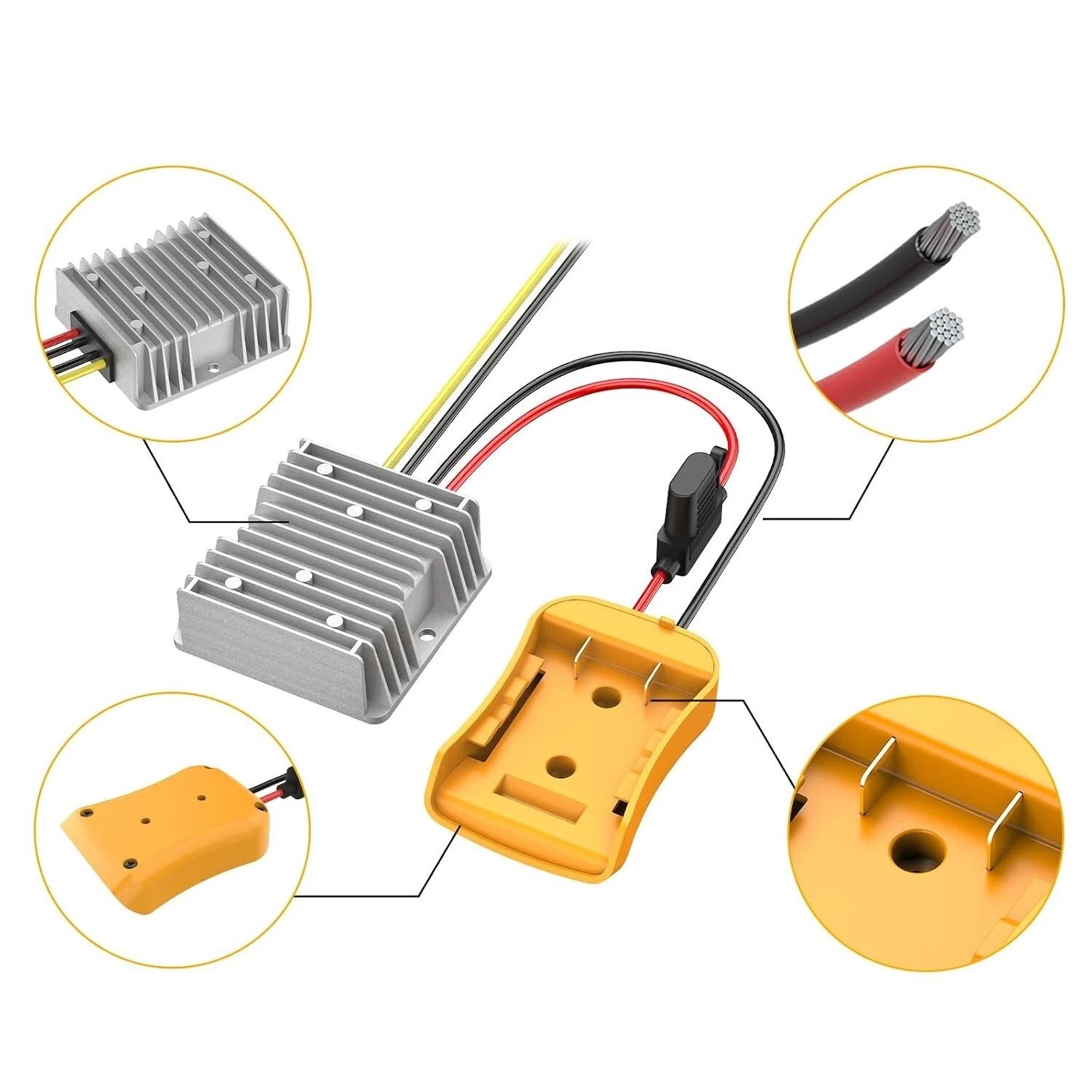 1 Peak 100W Step Down Converter for DeWalt 20V Power Wheels Battery Adapter DC