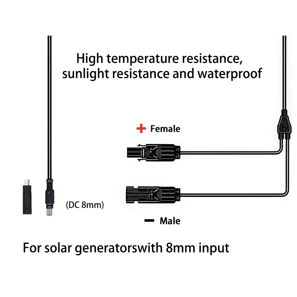 16.5FT Solar Cable with Panel Connector For Westinghouse iGen300s,iGen600s