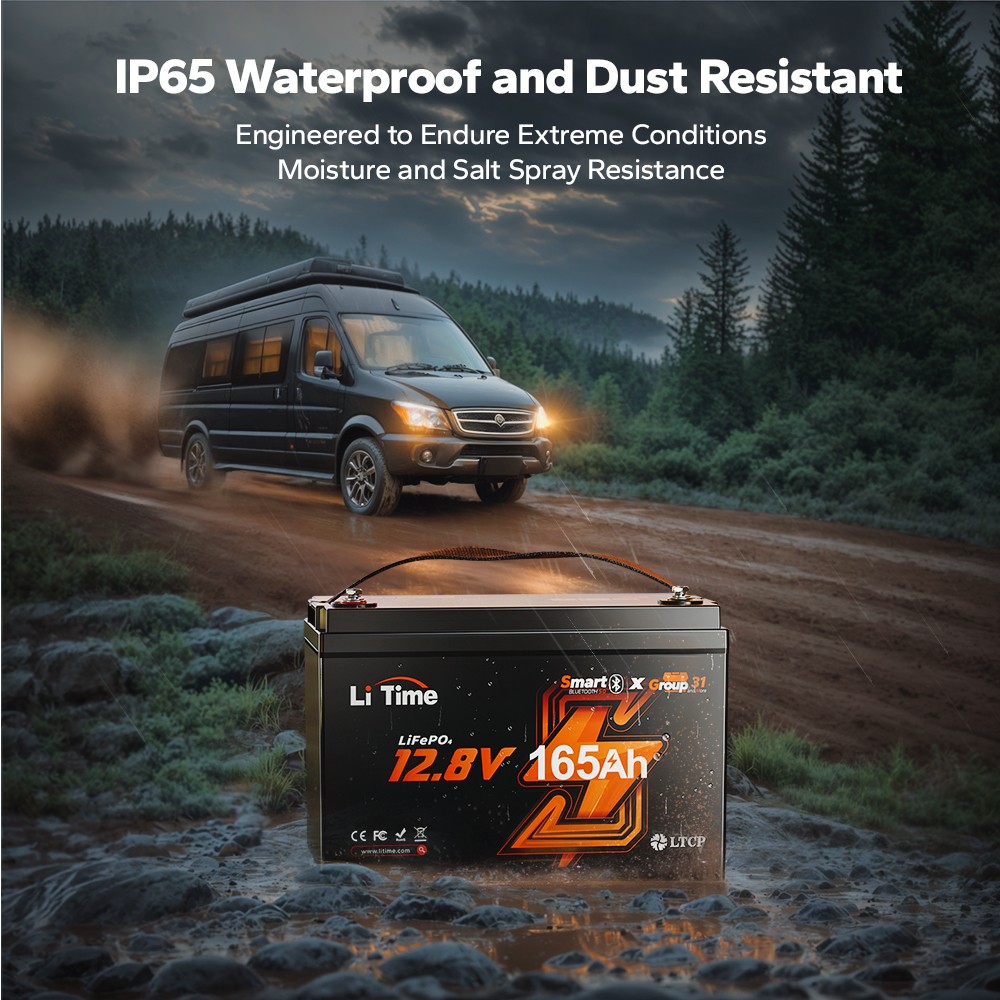 LiTime 12V 165Ah Smart Group31 LiFePO4 Lithium Battery For RV Marine-Refurbished