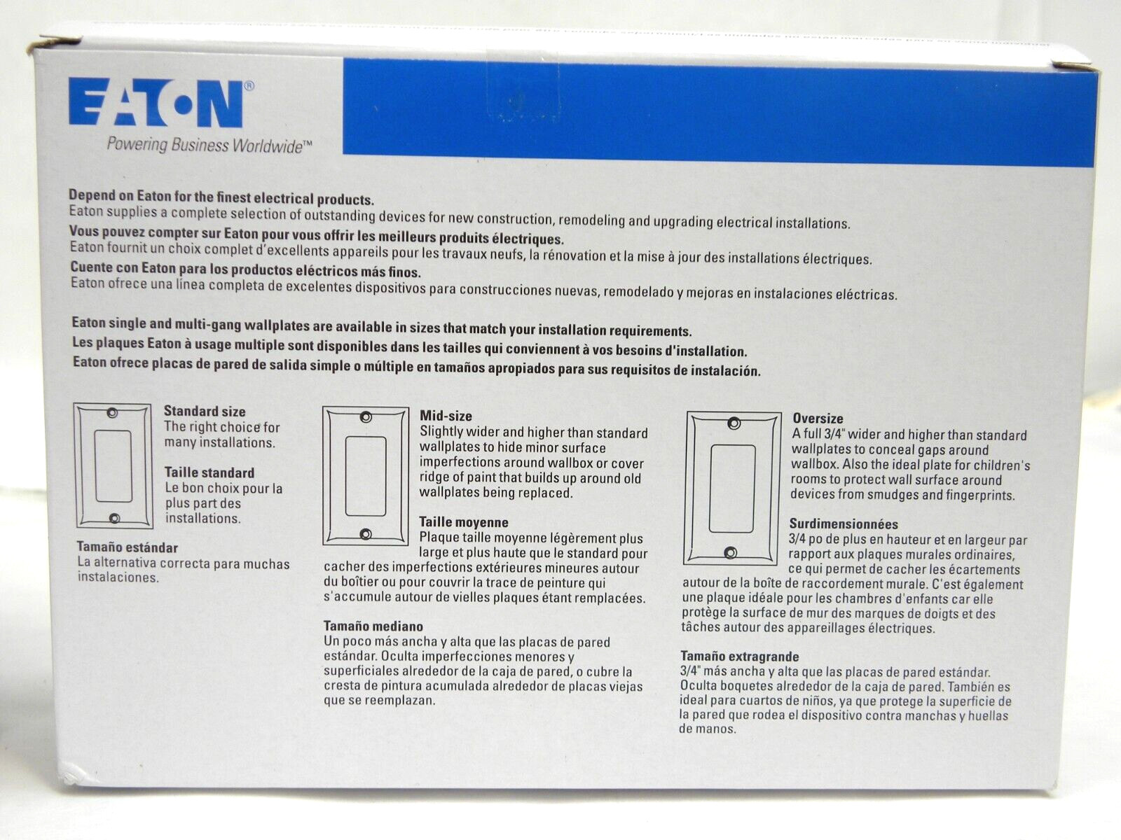 BOX OF 10 – Eaton 1-Gang Light Almond Polycarbonate Indoor Decorator Wall Plate
