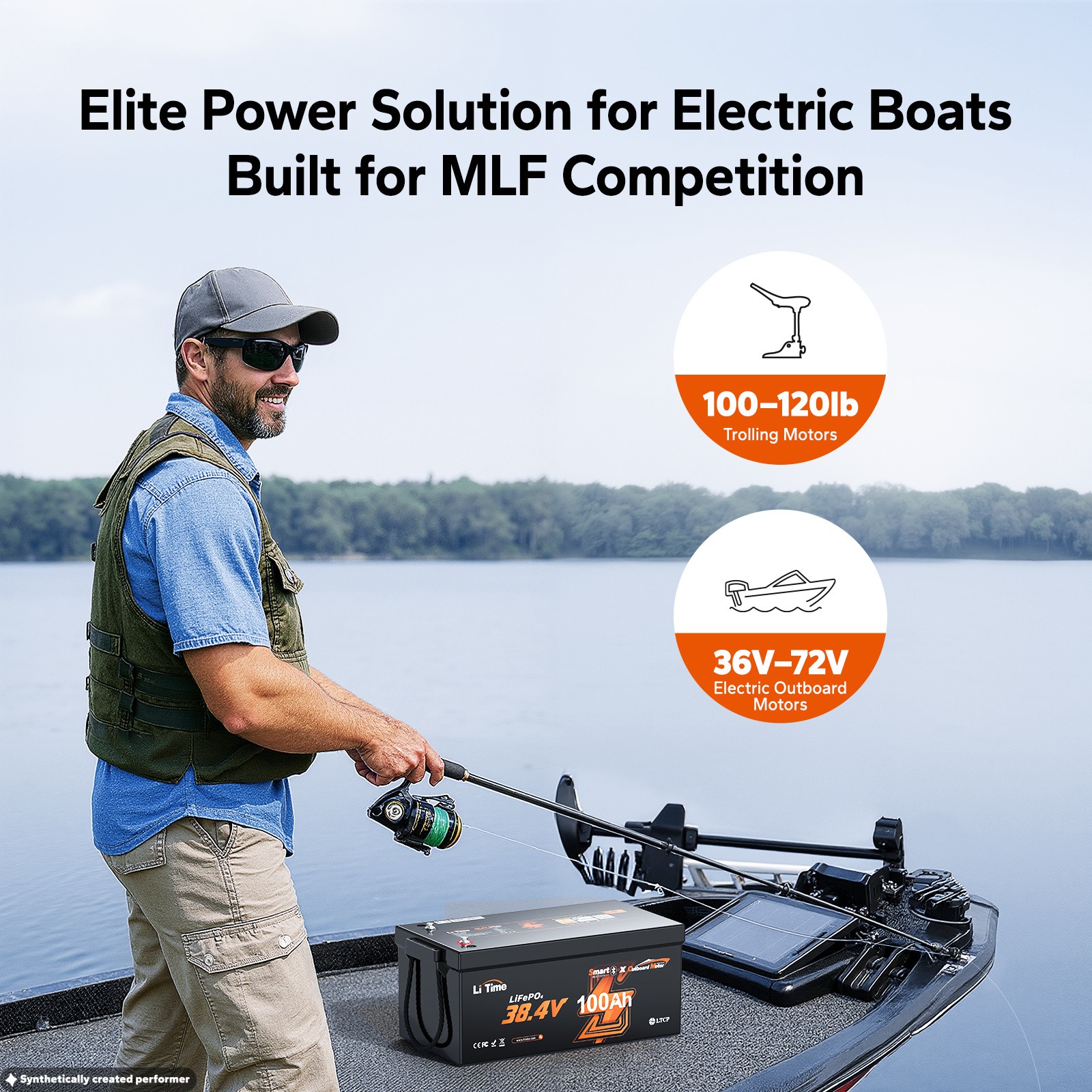 LiTime 36V 100Ah OBM TM Bluetooth LiFePO4 Lithium Battery For Outboard Motor