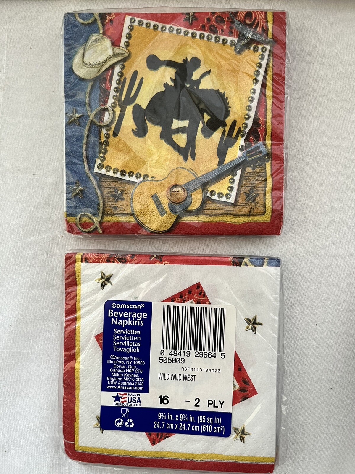 Amscan Wild Wild West Cowboy/Horse/Guitar Party Paper Goods. 6 Items