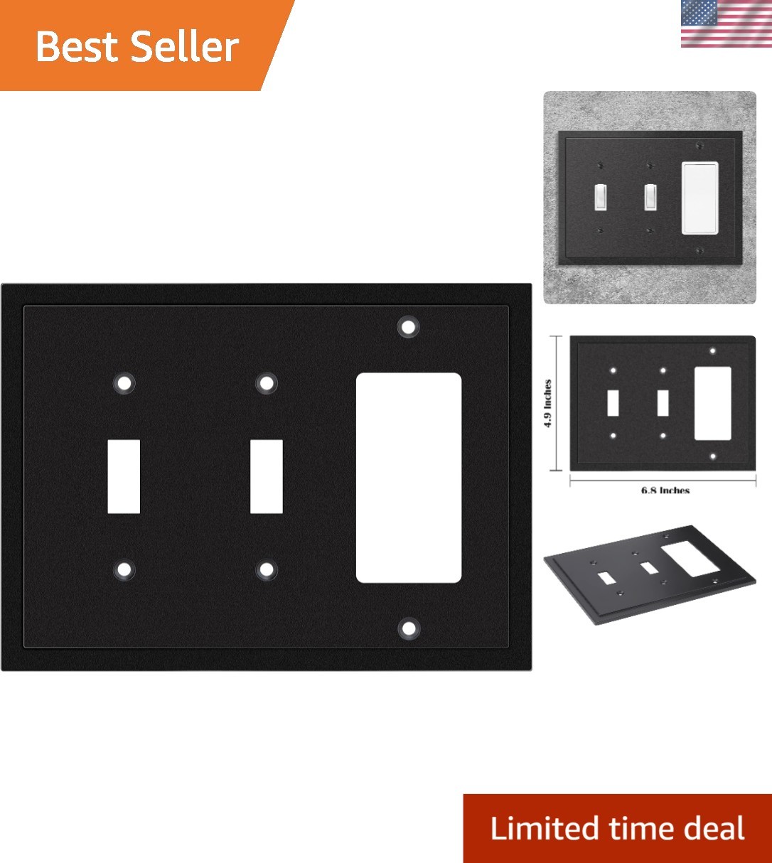 Modern Edge Decorative Wall Plate Switch Plate Outlet Cover, Durable Solid Zi…