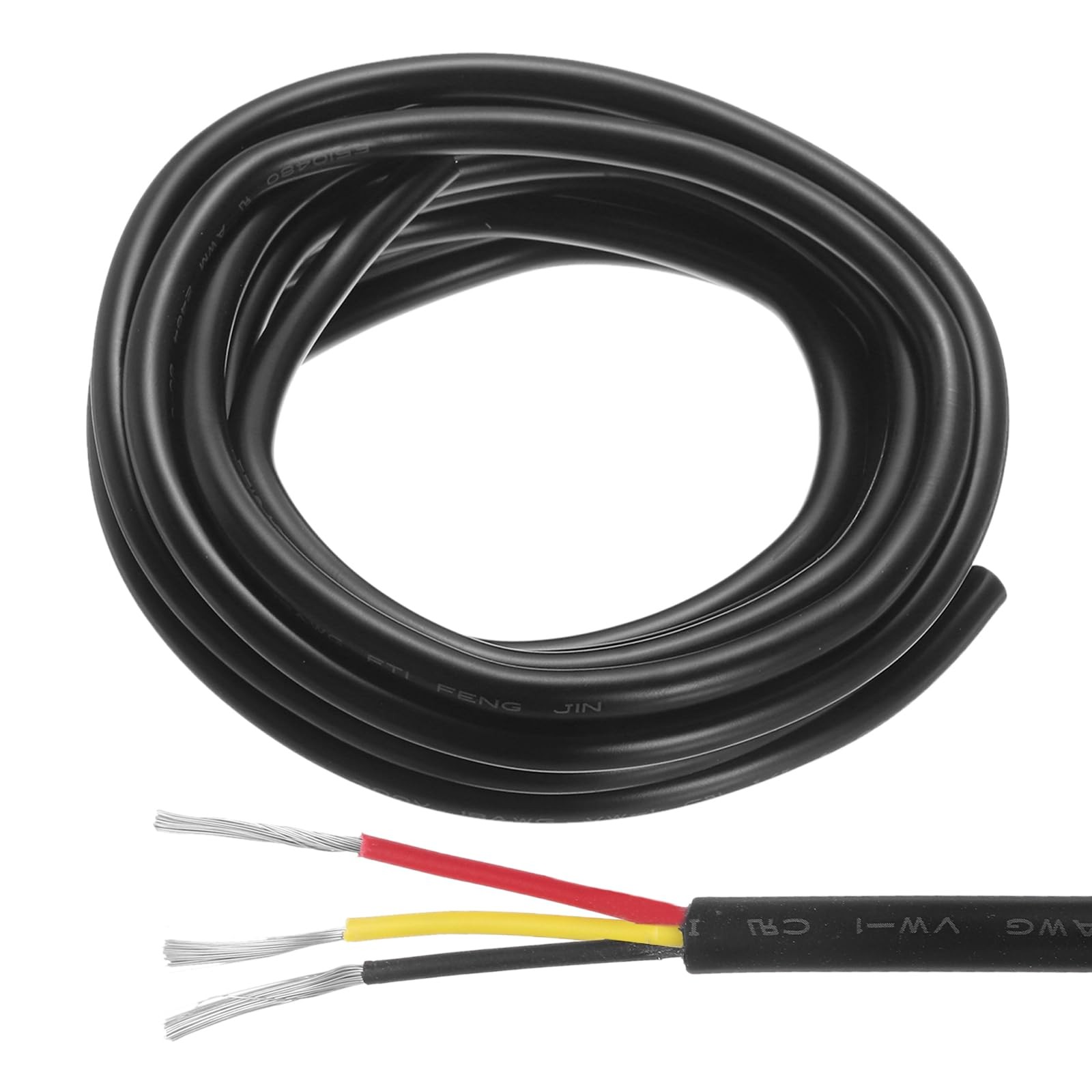 MECCANIXITY Red Black Yellow Wire 3pin Extension Cable Cord 18AWG,10Ft,
