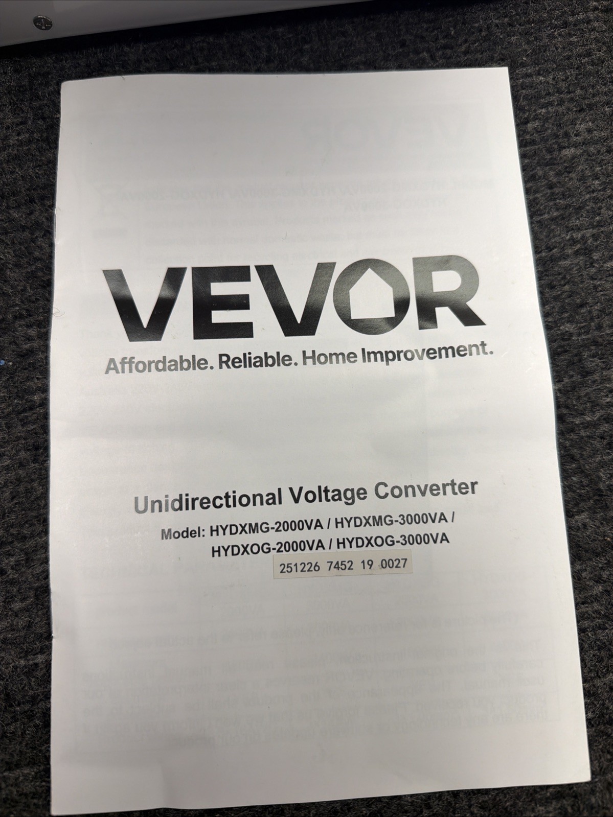 VEVOR Voltage Converter 2000VA 110V to 220V HYDXMG-2000VA