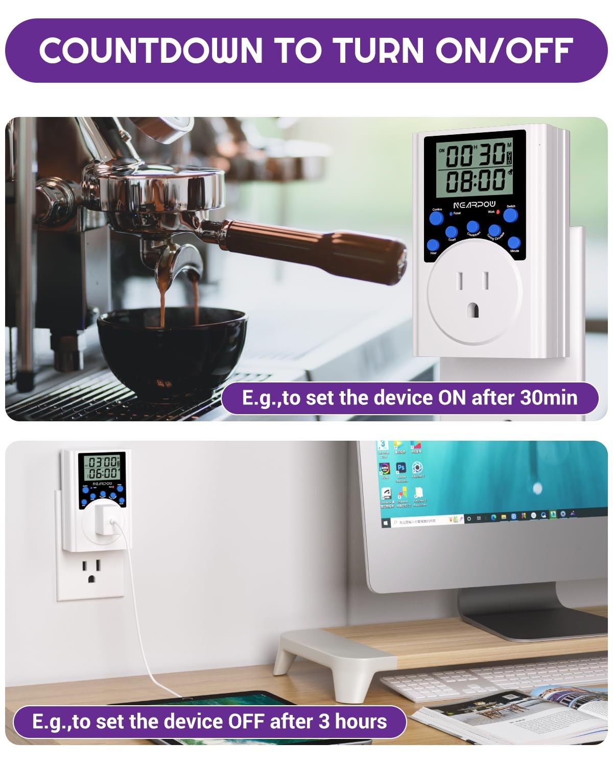 Timer Outlet, Nearpow Multifunctional Infinite Cycle Programmable Plug-in Dig…