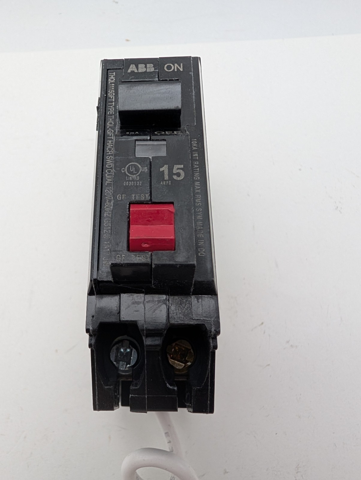 ABB 15 Amp Single Pole Ground Fault Breaker with Self-Test THQL1115GFTA (No Box)