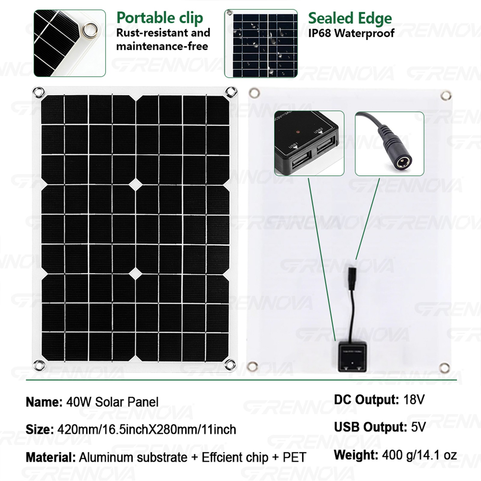 Grennova 1000W Outdoor Solar Kit 60A MPPT Dual Voltage Home Backup Power