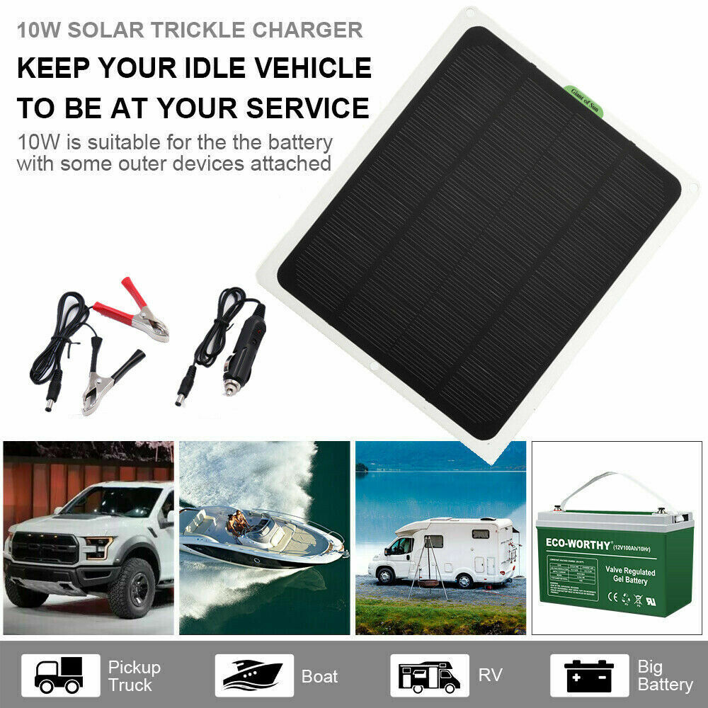 20W Solar Panel 12V Trickle Charger Battery Charger Kit Maintainer Boat Car RV